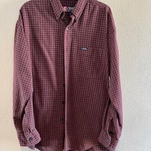 Men's Chaps Ralph Lauren flannel shirt. Size L. Wine/cream - Picture 1 of 3
